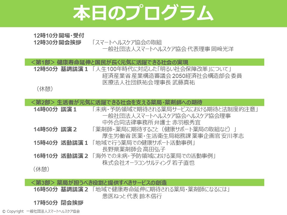 スマートヘルスケア協会主催のシンポジウムを開催いたしました 一般社団法人スマートヘルスケア協会